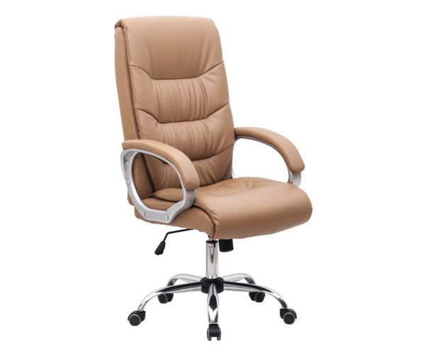 CF6400 Πολυθρόνα Διευθυντή Μέταλλο Χρώμιο, PU Μπεζ